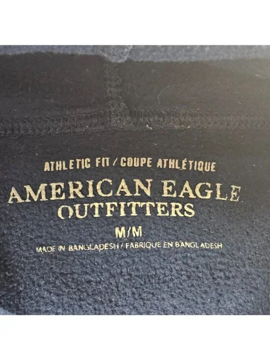 American Eagle Sweatshirt Mens M Blue Pullover Hoodie Logo Athletic Fit Casual - Picture 5 of 12